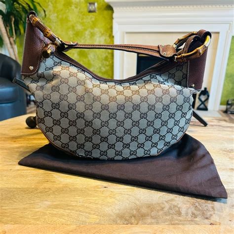 gucci bamboo ring hobo|Gucci hobo canvas bag.